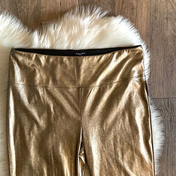 Athena Marie Gold Metallic Wide Leg Pants - Picture 2 of 7